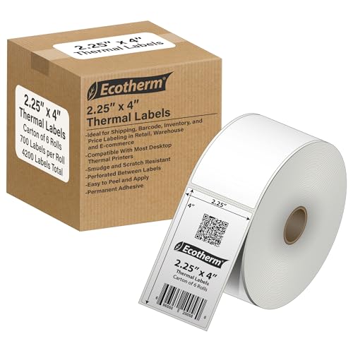 2.25" x 4" Thermal Labels (2.25 x 4 - 4200 Labels)