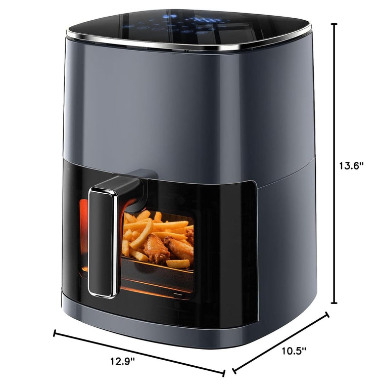 Air Fryer 6.34 QT Digital Airfryer with Visible Window (Gray-6.34Qt / 6.34 Qt)