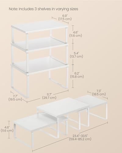 Cabinet Organizer Shelf (Cloud White + Snow White / S (4.6"H) + S (5.4"H) + S (6.2"H))