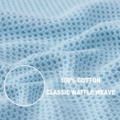 100% Cotton Waffle Weave Kitchen Dish Cloths 8 (Sky Blue / 12 X 12 - 8 Pack)