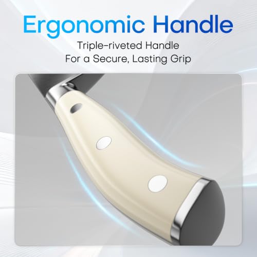 Upgraded Knife Set High Carbon Stainless Steel Ultra Sharp Blade Ergonomic Handle (Ivory Pro H / 15)