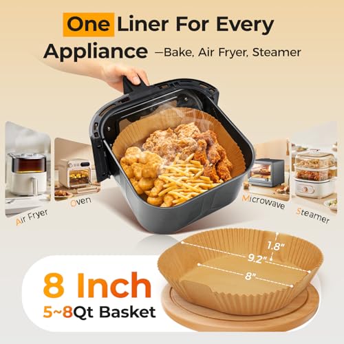 400 Pcs 8" Square Air Fryer Liners Disposable (8" Square)