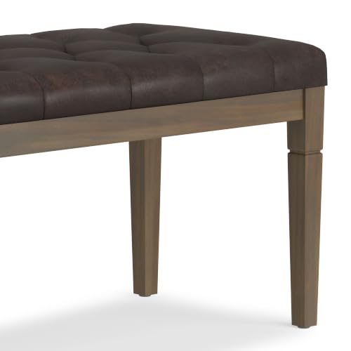 Waverly 48" Wide Vegan Leather Rectangle Ottoman in Brown (Distressed Brown / 48 inch)