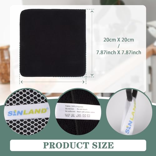Dish Cloth for Washing Dishes Kitchen Washcloth Cleaning Cloth (Black / 7.87inchx7.87inch 10pack)