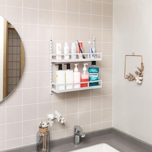 Wall Mount Spice Rack Organizer 5 Tier Height (White / 5x 4.6"D)