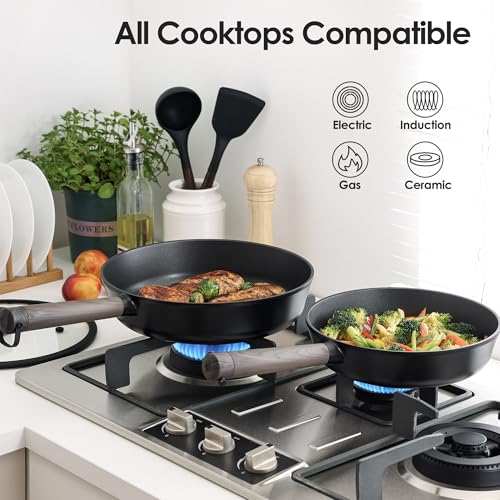 15Pcs Nonstick Cookware Set (Night Black / 15 Pieces)