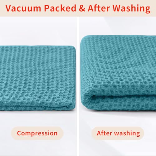 100% Cotton Waffle Weave Kitchen Dish Cloths 8 (Lake Blue / 12 X 12 - 8 Pack)