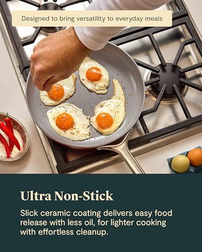 Ceramic Fry Pan Duo with Glass Lids (1x 10.5 IN & 1x 8 IN / Black)