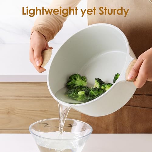 Ceramic Nonstick Stock Pot with Lid (4.5 Quarts / White)