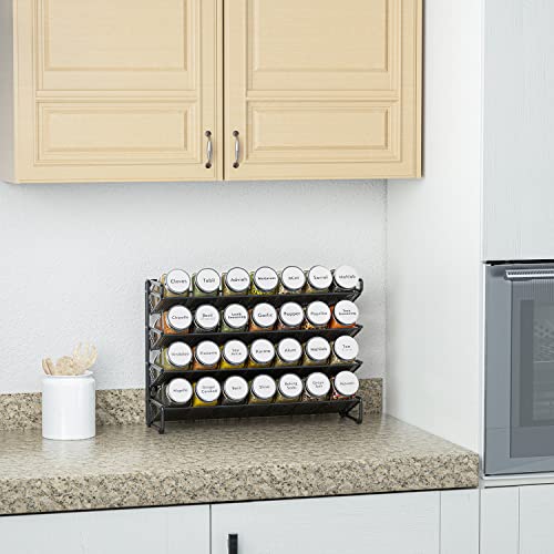Spice Rack Organizer with 28 Spice Jars (13.4"W × 10.8"H / White)