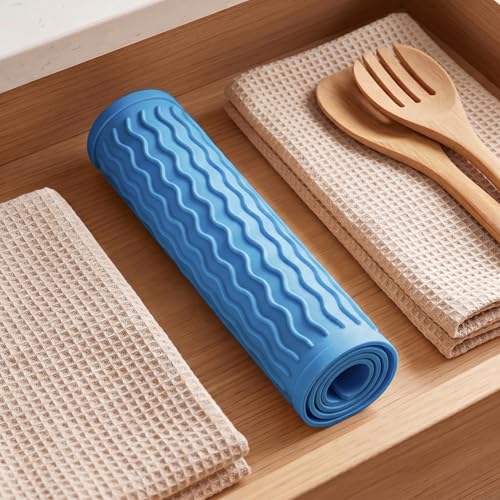 Silicone Dish Drying Mat for Multiple Usage (Light Blue / 12"L x 12"W)