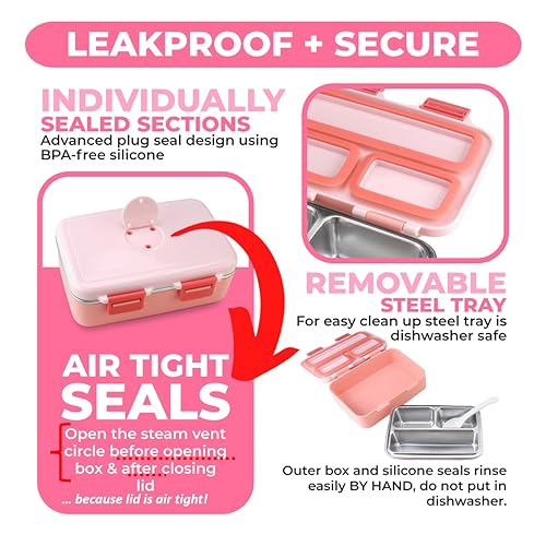 Small Stainless Steel Bento Box Lunch Container (Gentle Pink)