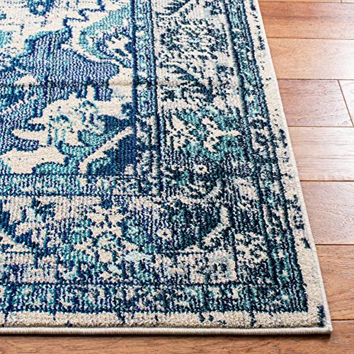 Monaco Collection Runner Rug (2'2" x 6' (Rectangular) / Ivory/Blue)
