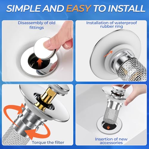 Bathroom Sink Drain Strainer (Sliver-3)