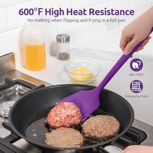 Silicone Turner Spatula Set of 2 (Purple / 13.6 in)