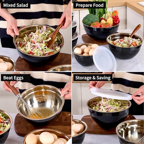 Black Mixing Bowls with Lids Set of 7 (Black / 7 Sizes)