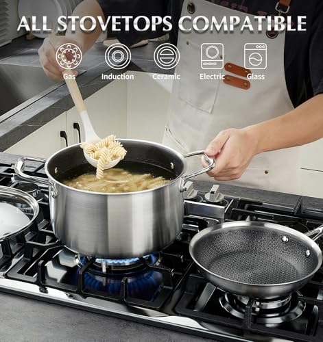Triply Stainless Steel Cookware Set 10PCS (Black / 10 Pcs)