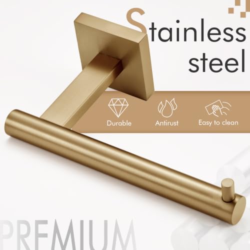 Toilet Paper Holder Champagne Bronze Toilet Roll Holder Hold Mega Rolls Kitchen Bathroom Tissue Paper Dispenser Stainless Steel (Champagne Bronze / Horizontal)