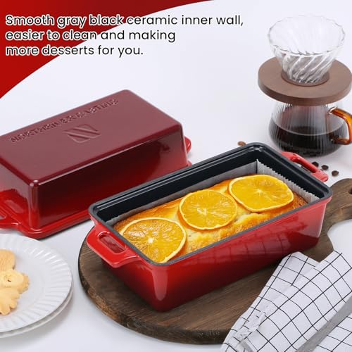 Enameled Cast Iron Loaf Pan with Lid (9"×5" Flame)