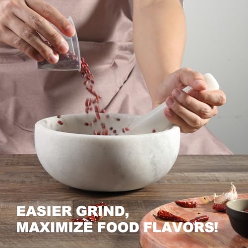 Marble Mortar and Pestle Set (White Marble Polished / 8in-8cups)