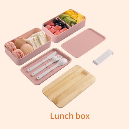 Bento Box Adult Lunch Box with Dividers (Pink)