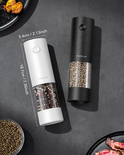 Electric Salt & Pepper Grinder Set (White & Black)