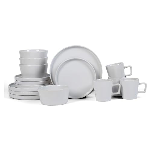 Celina Modern Stoneware 16 (Dinnerware Set / Service For 4 / White Glossy)