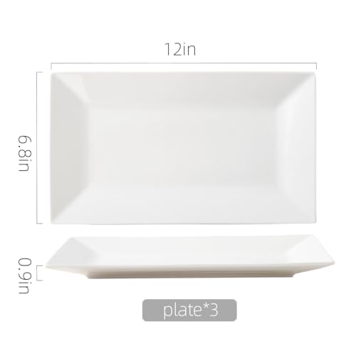 12 inch White Porcelain Serving Platters for Party (12inches)