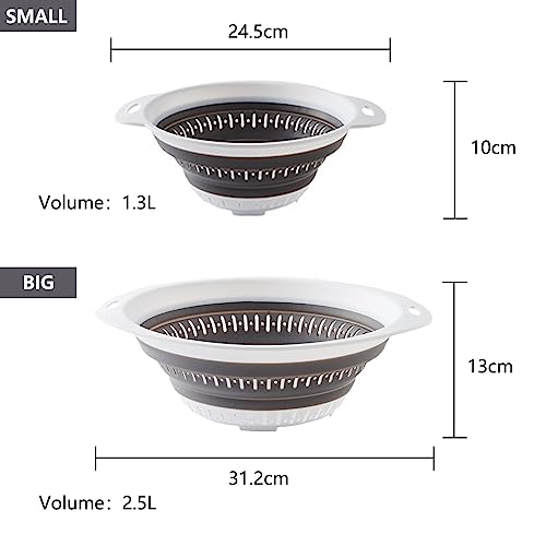 Collapsible Colander and Strainer (1.3L+2.5L / Blue)