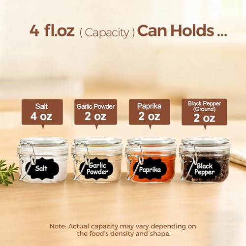 Small Glass Spice Jars with Airtight Lids 4 oz 12 Pack Mason Pantry (4 fl oz x 12)