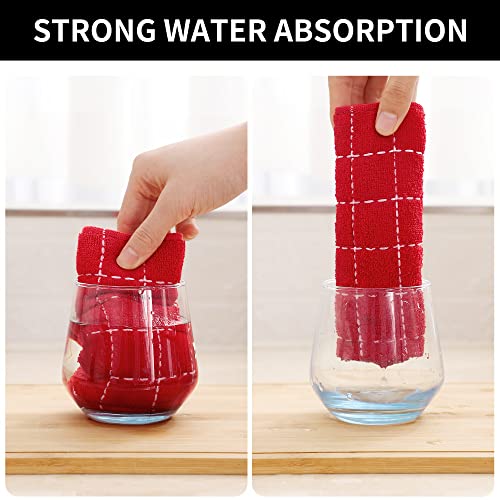 100% Cotton Terry Kitchen Towels (Red / 13 X 28 - 4 Pack)