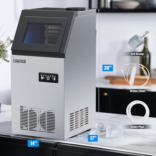 110LBS 24H Countertop Ice Maker with 2 Water Inlets (Silver & Black / 110LB)