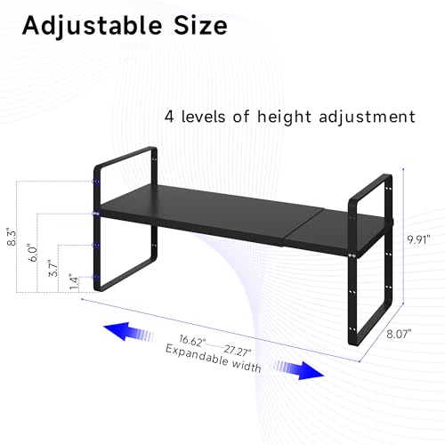Expandable Cabinet Shelf Organizer (Black Small)