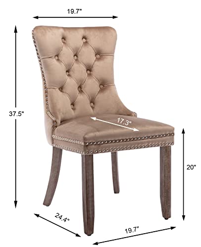 Khaki Velvet Dining Chairs Set of 2 (Khiki)