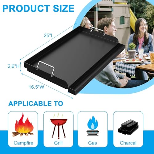 25" x 16.5" Nonstick Carbon Steel Griddle for Gas (15.1" x 0.7" x 13.9")