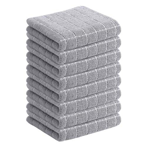 100% Cotton Terry Kitchen Towels (Light Grey / 13 X 28 - 8 Pack)