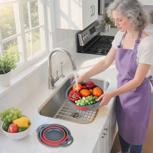 Collapsible Colander 3 (Gray-Red)