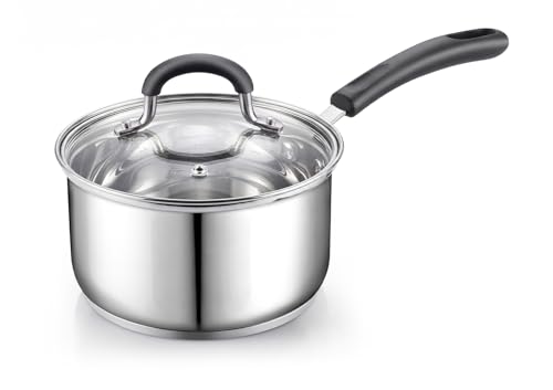 Professional 3 Quart Stainless Steel Saucepan with Lid (Silver / 3 Quarts)