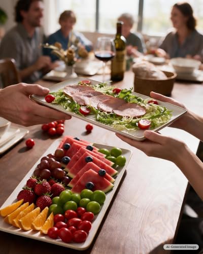 Serving Platters Set of 3 Sizes (Vanilla White)