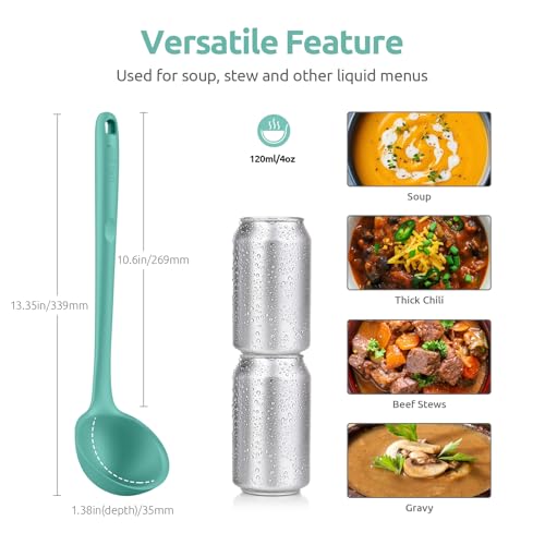 13 inch Silicone Soup Ladle (Large (4oz, 13in) / Aqua Sky)