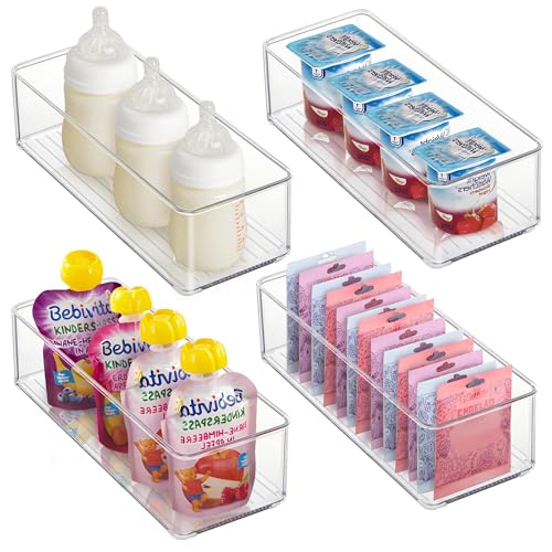 4 PACK Freezer Organizer Bins Clear Stackable Storage Bins for Fridge Organization and Storage (4 PACK)