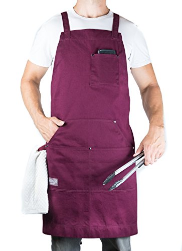 Red Cotton Chef Apron for Men & Women (Burgundy)
