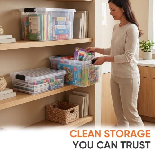 21 Quart Clear Plastic Storage Boxes with Lids (21 Quarts)