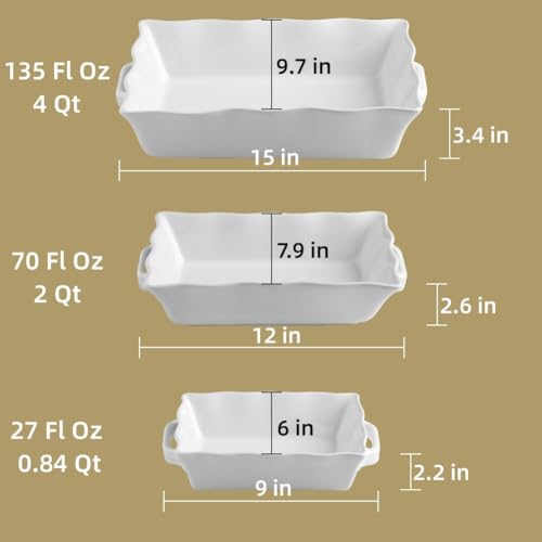 Sweejar Casserole Dishes for Oven (Red New / Baking dish(Set of 3))
