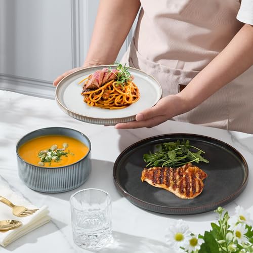 12 Piece Plates and Bowls Sets (Multicolor / 12pcs for 4)