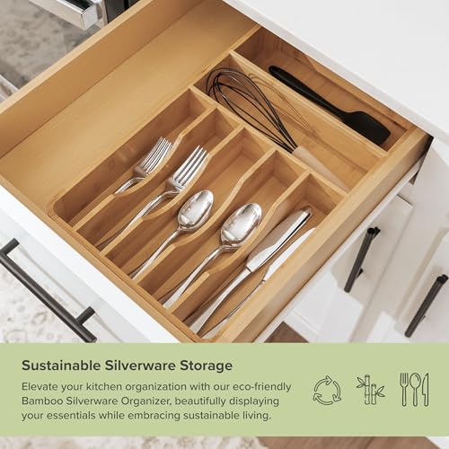 Silverware & Utensil Organizer (Natural Bamboo)