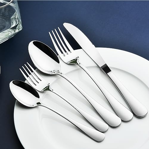 Silverware Set for 8 with Serving Utensils (Modern / 45 Piece)