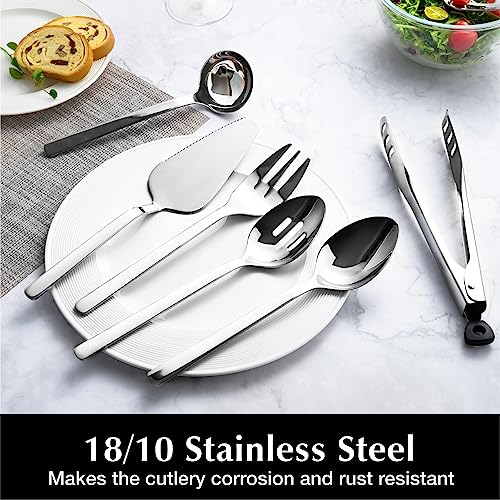 5 piece Large Hostess Serving Utensils Set (5 / Silver)