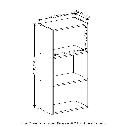 LUDER 3 Tier Book Shelf (French Oak / 3-Tier, 9.3 x 16 x 31.4)