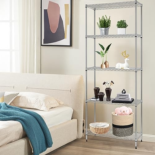 5 Tier Wire Shelf (Chrome / 24×14×59)